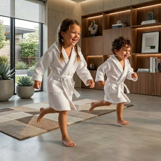 Peignoir Enfant Nid d'abeille - (Blanc)