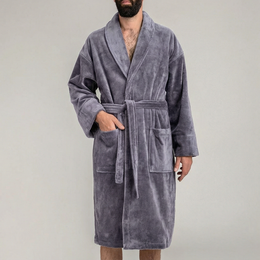 Peignoir Velours H/F - (Gris)