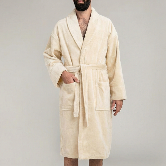 Peignoir Velours H/F - (Beige Crème)