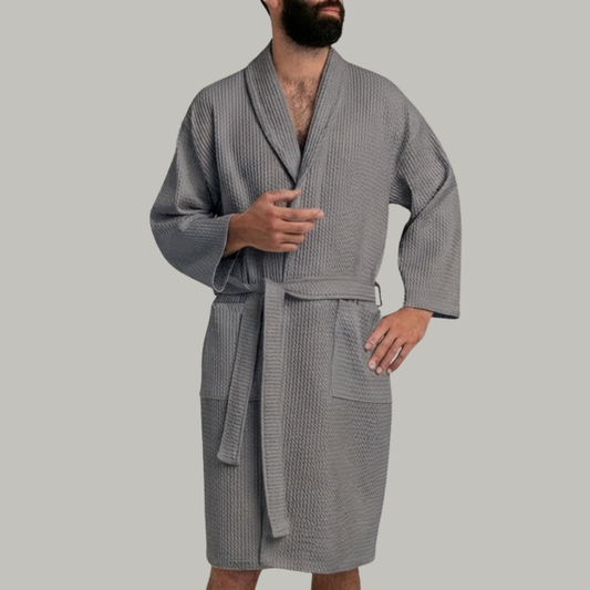 Peignoir Nid d'abeille H/F - (Gris)