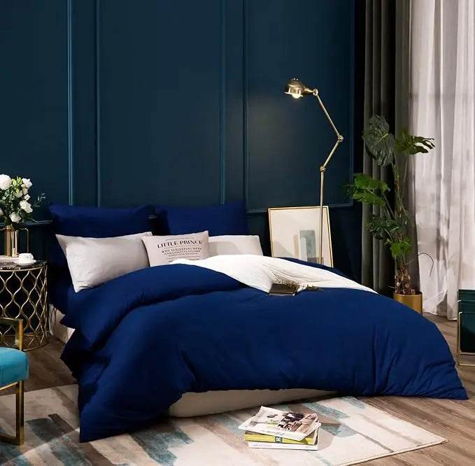 Housse de Couette Bleue en Poly-Coton Percale- 127 fils/cm² - SOFTHOME
