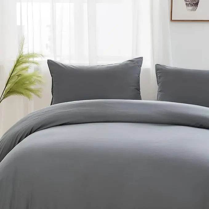 Housse de Couette Grise en Poly-Coton Percale - 127 fils/cm² - SOFTHOME