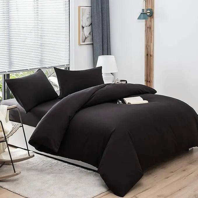 Housse de Couette Noire en Poly-Coton Percale - 127 fils/cm² - SOFTHOME