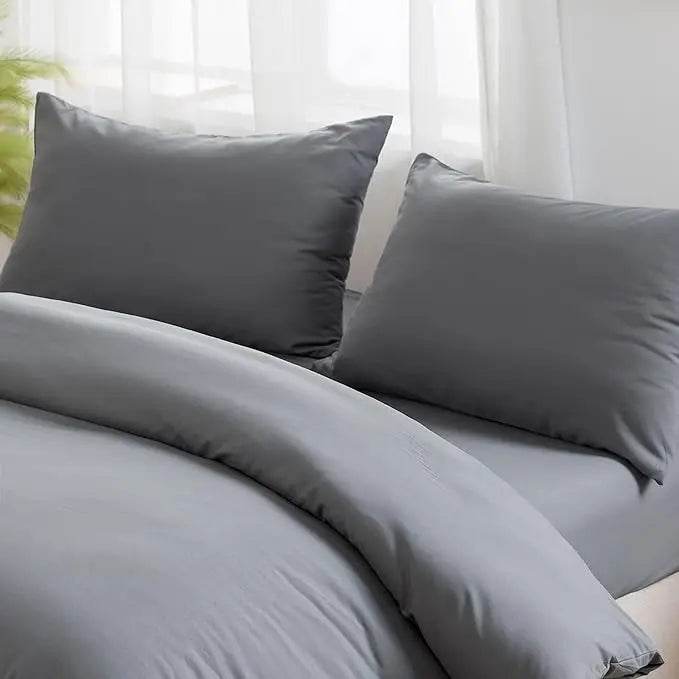Housse de Couette Grise en Poly-Coton Percale - 127 fils/cm² - SOFTHOME
