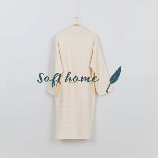 Peignoir Nid d'abeille (H/F) – 100% Coton – 250g/m² (Beige Crème) - SOFTHOME