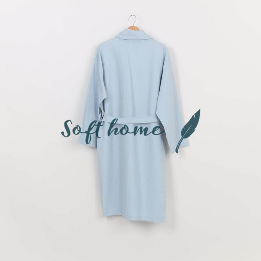 Peignoir Nid d'abeille (H/F) – 100% Coton – 250g/m² (Bleu Glacié) - SOFTHOME