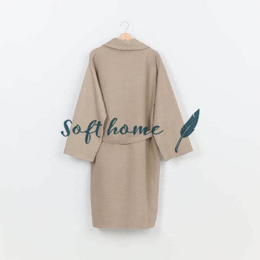 Peignoir Nid d'abeille (H/F) – 100% Coton – 250g/m² (Taupe) - SOFTHOME