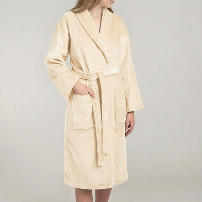 Peignoir Velours H/F - (Beige Crème)