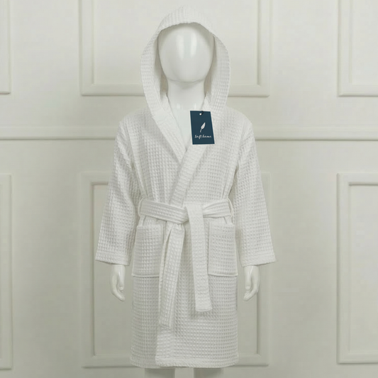 Peignoir Enfant Nid d'abeille - (Blanc)