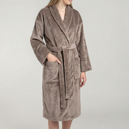 Peignoir Velours H/F - (Taupe)