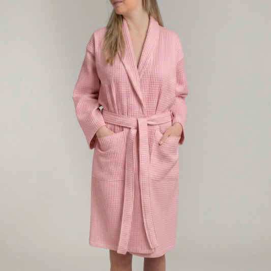 Peignoir Nid d'abeille H/F - (Rose)