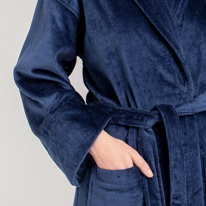 Peignoir Velours H/F - (Bleu Marine)