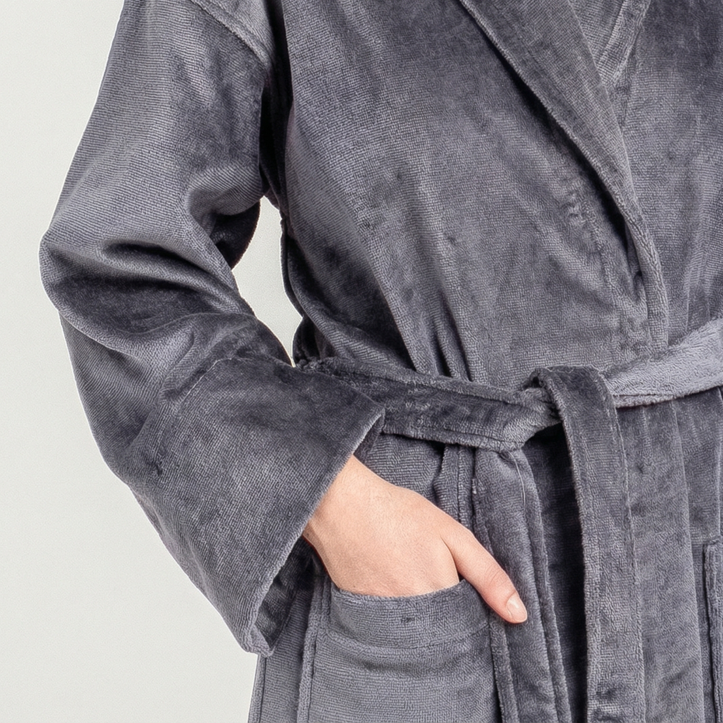 Peignoir Velours H/F - (Gris)