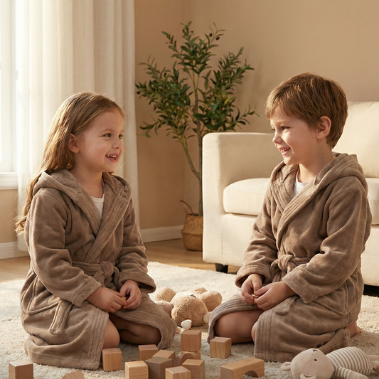 Peignoir Enfant Velours - (Taupe)
