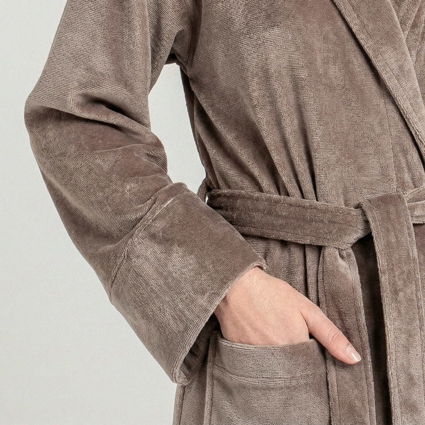 Peignoir Velours H/F - (Taupe)