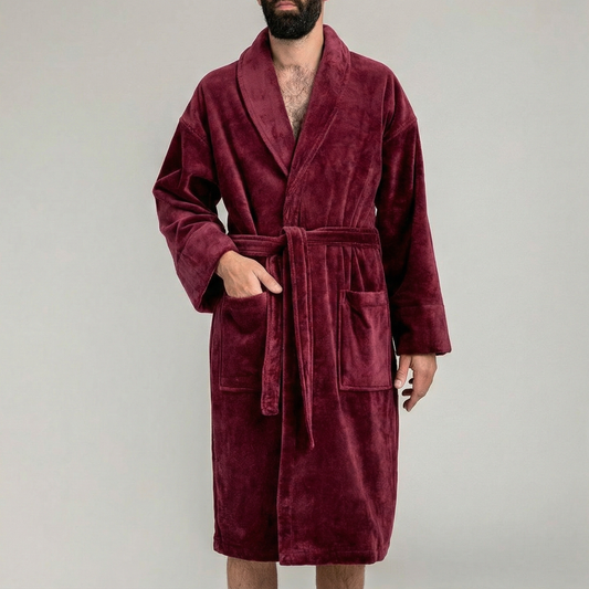 Peignoir Velours H/F - (Bordeau)