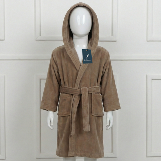 Peignoir Enfant Velours - (Taupe)