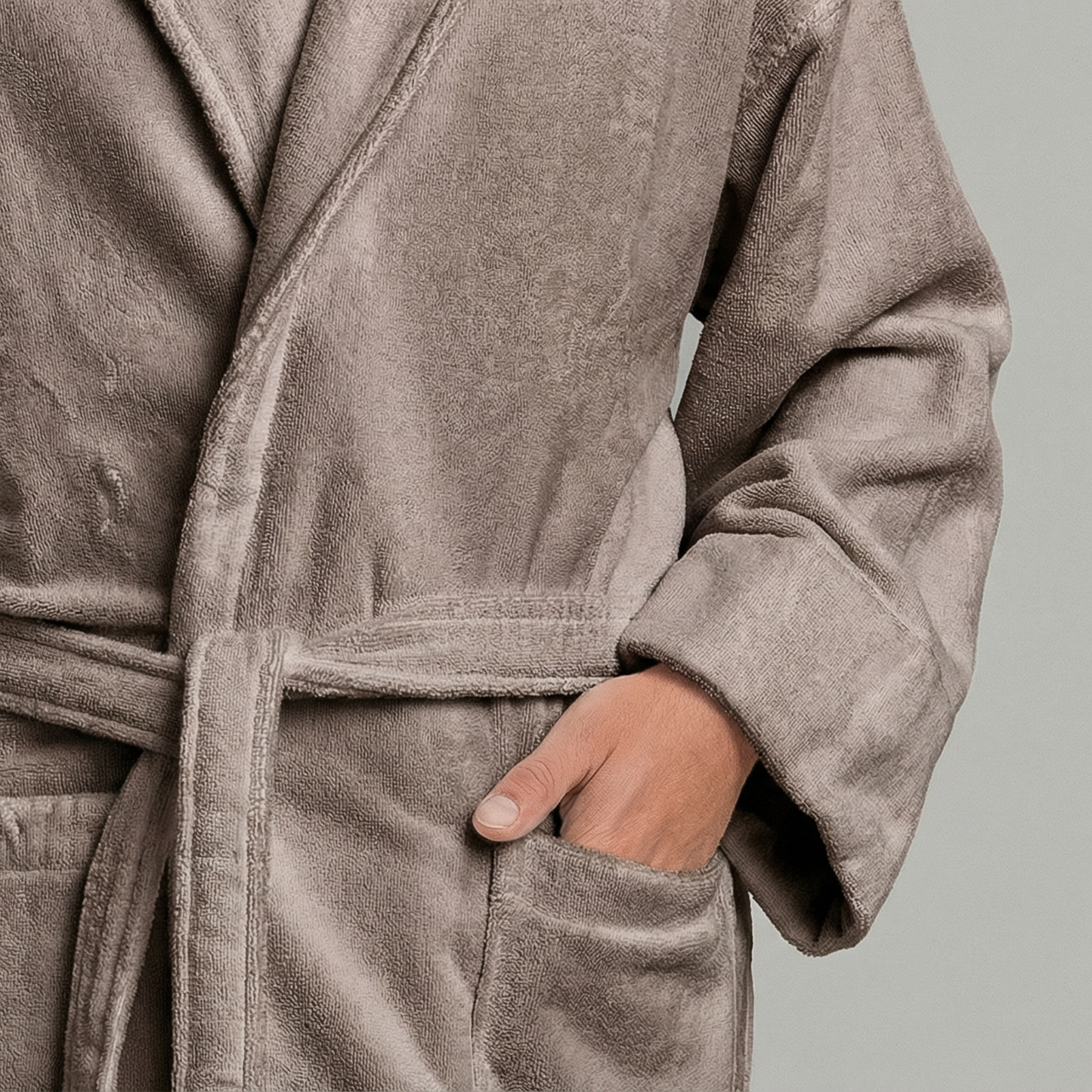 Peignoir Velours H/F - (Taupe)