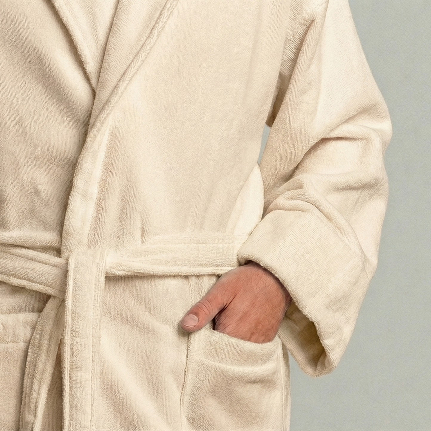 Peignoir Velours H/F - (Beige Crème)