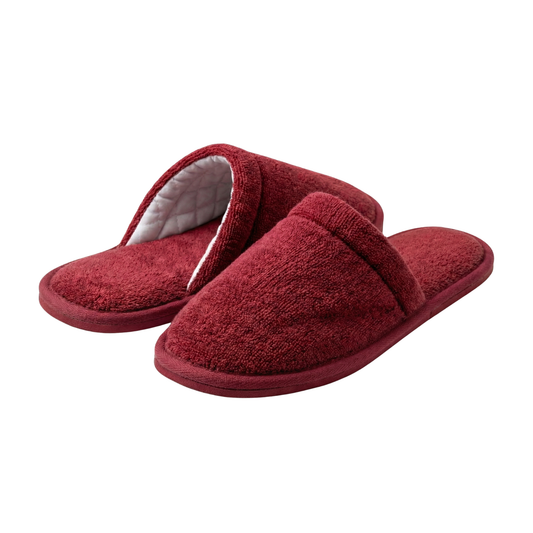 Pantoufles Velours H/F - (Rouge Bordeau)
