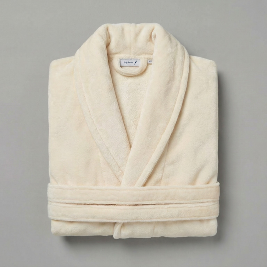 Peignoir Velours H/F - (Beige Crème)