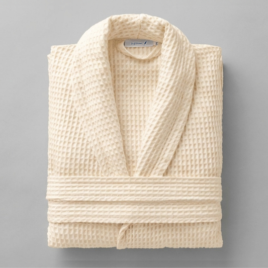 Peignoir Nid d'abeille H/F - (Beige Crème)