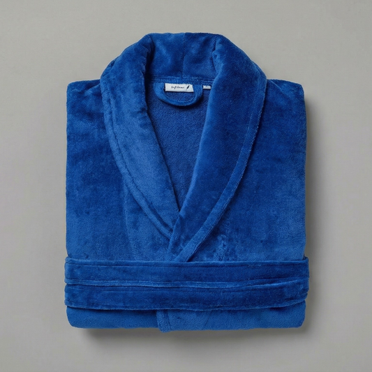 Peignoir Velours H/F - (Bleu Roi)