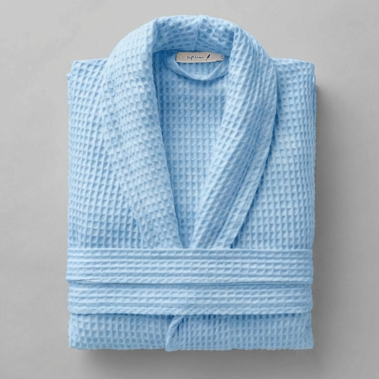 Peignoir Nid d'abeille H/F - (Bleu Ciel)