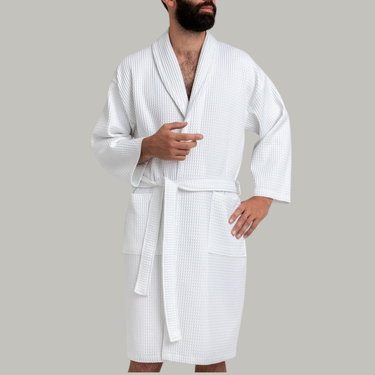 Peignoir Nid d'abeille H/F - (Blanc)