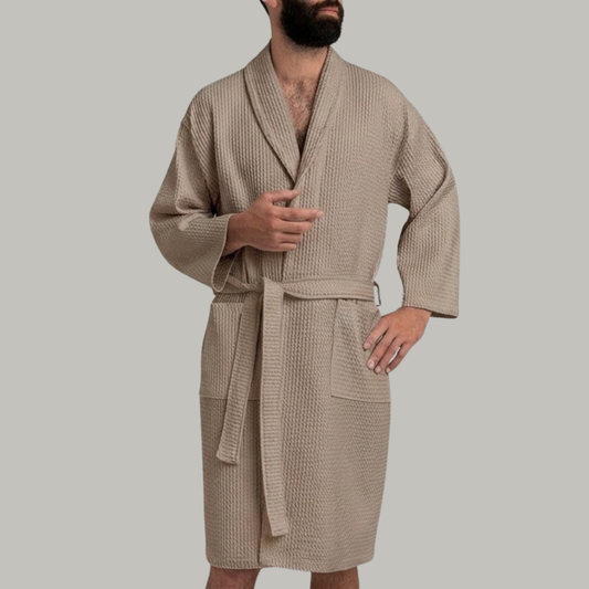 Peignoir Nid d'abeille H/F - (Taupe)