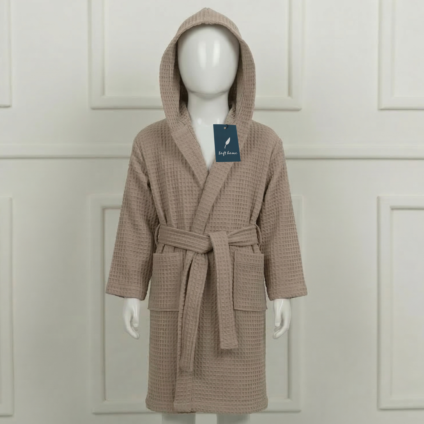 Peignoir Enfant Nid d'abeille - (Taupe)