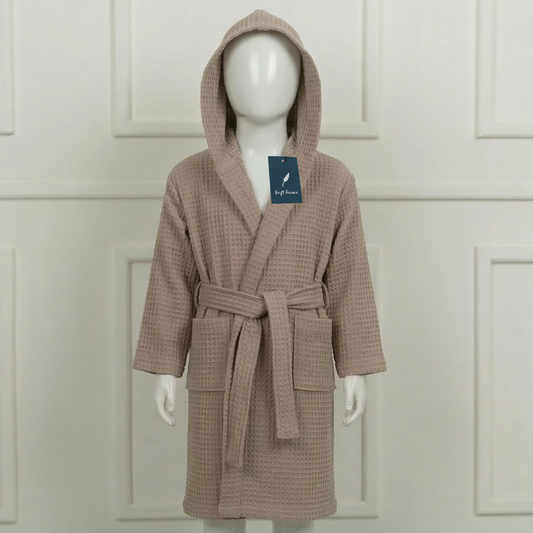 Peignoir Enfant Nid d'abeille - (Taupe)