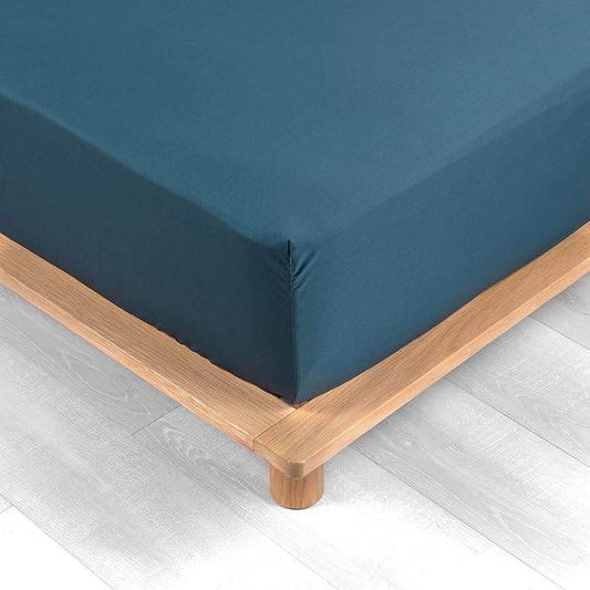 Drap-housse en polycoton (Bleu) - SOFTHOME