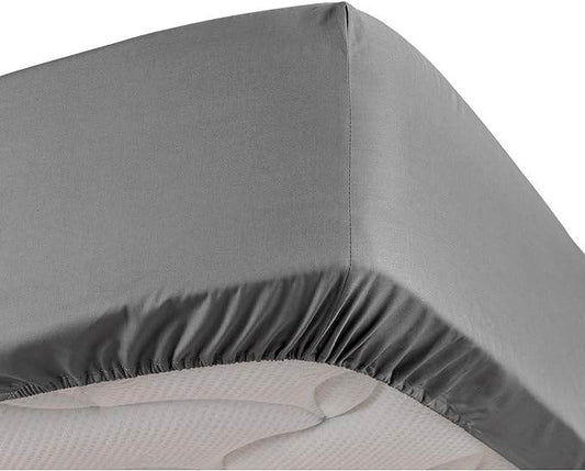 Drap-housse en polycoton (Gris) - SOFTHOME