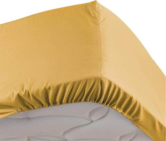 Drap-housse en polycoton (Jaune) - SOFTHOME