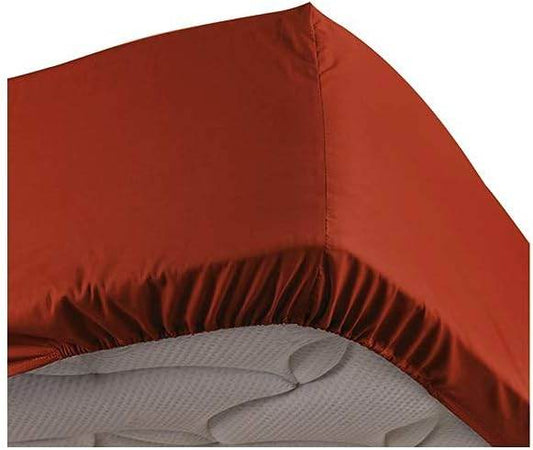 Drap-housse en polycoton (Rouge) - SOFTHOME