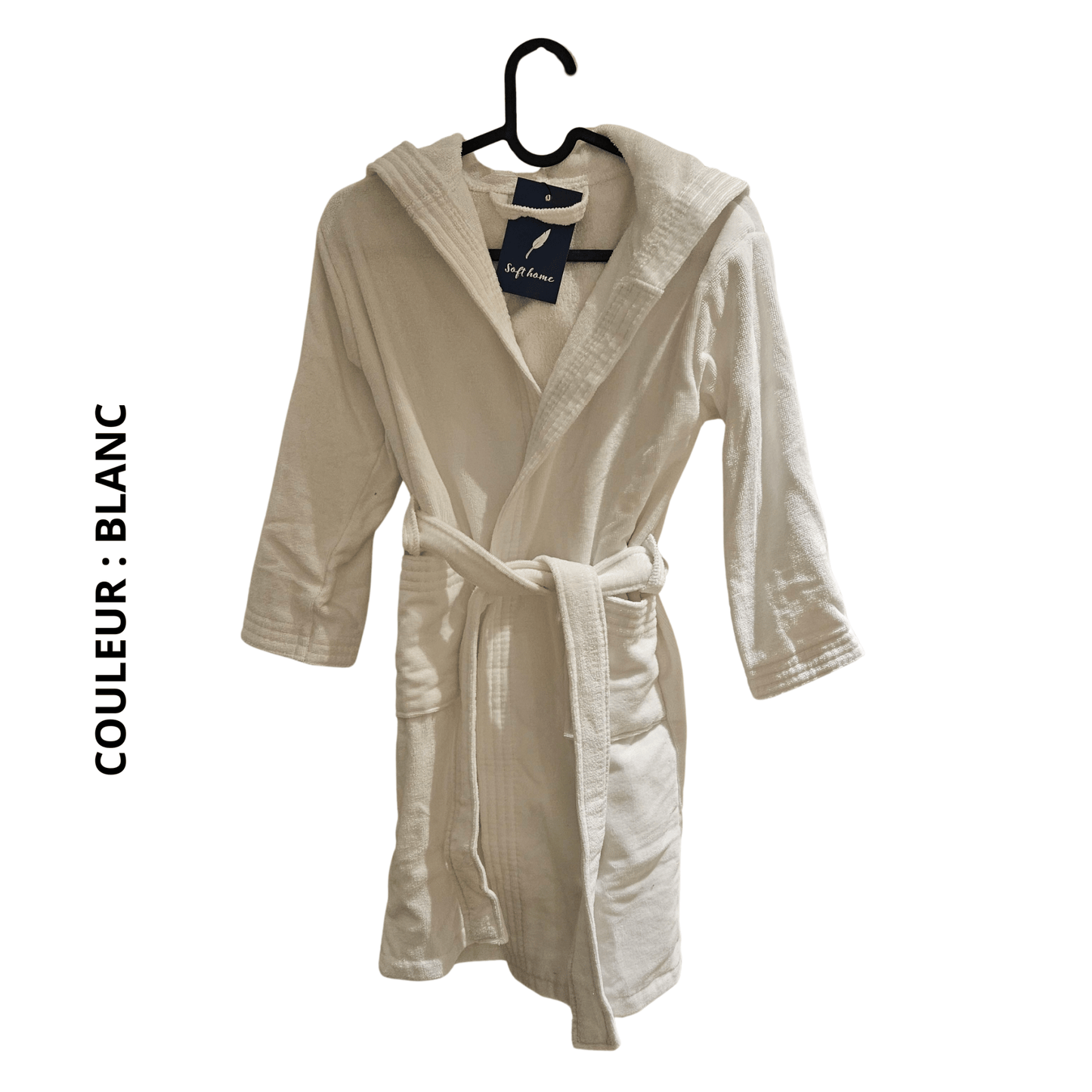 Peignoir Enfant Premium – Velours 350g/m² + Capuche - (Blanc) - SOFTHOME
