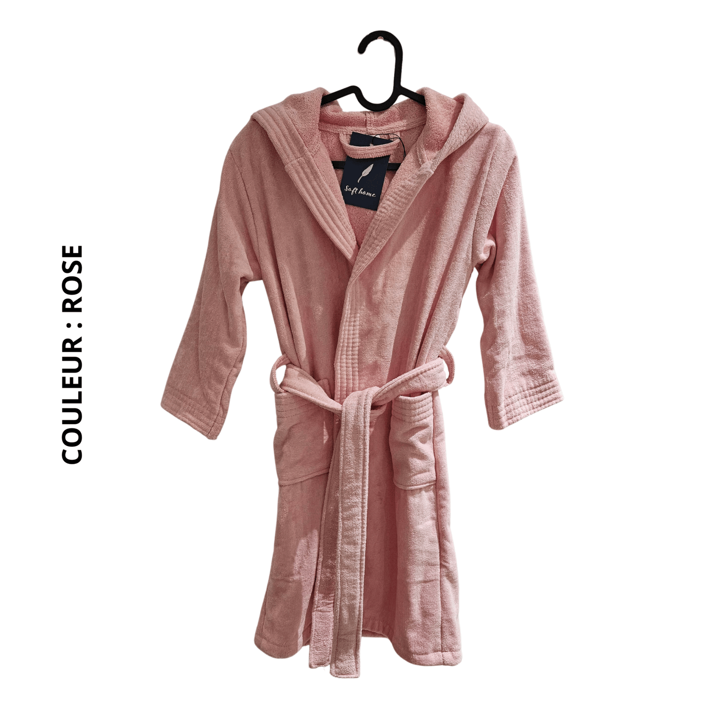 Peignoir Enfant Premium – Velours 350g/m² + Capuche - (Rose) - SOFTHOME
