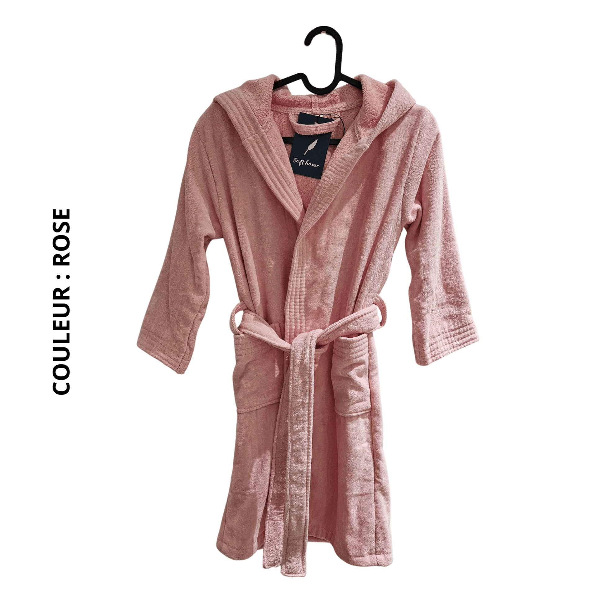 Peignoir Enfant Premium – Velours 350g/m² + Capuche - (Rose) - SOFTHOME