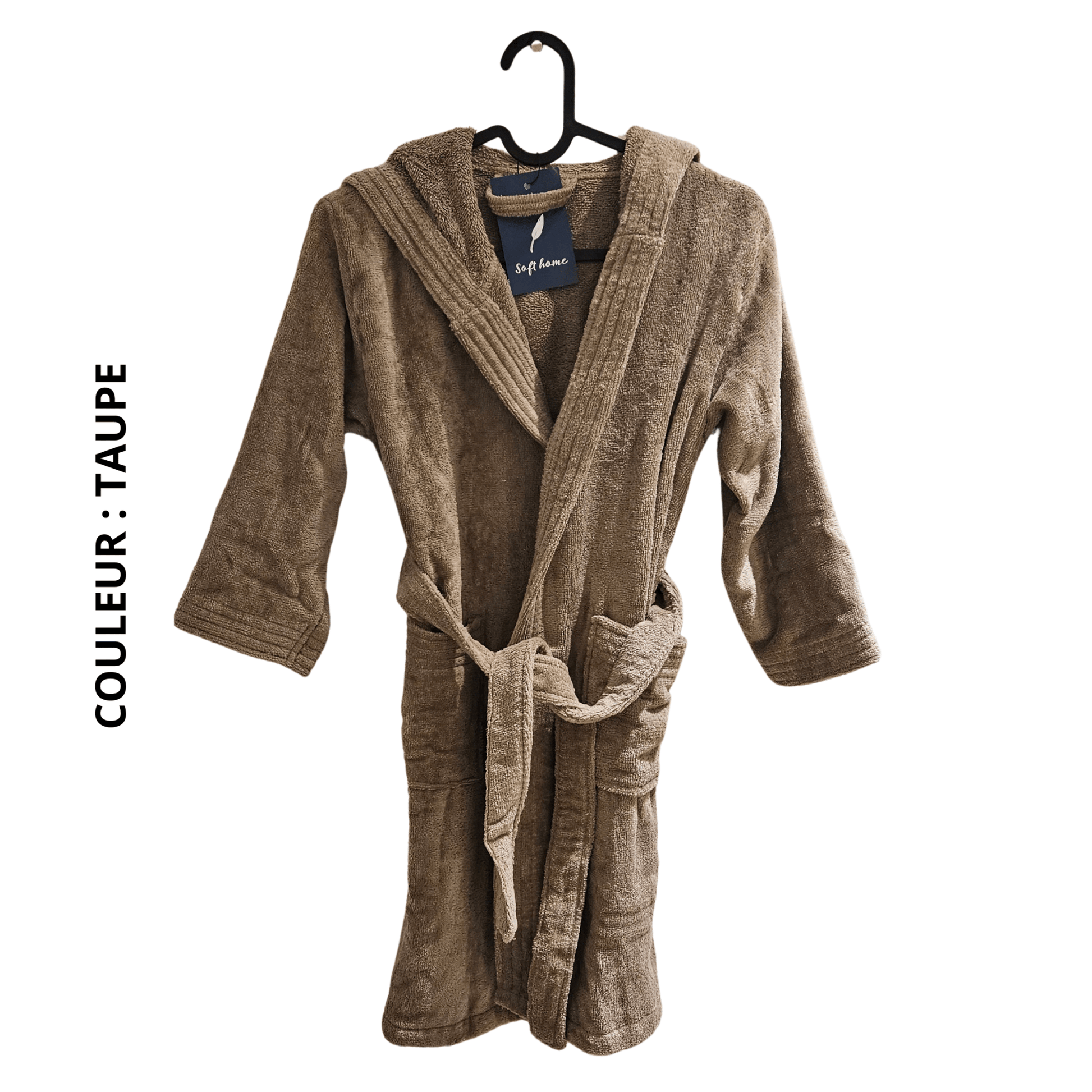 Peignoir Enfant Premium – Velours 350g/m² + Capuche - (Taupe) - SOFTHOME