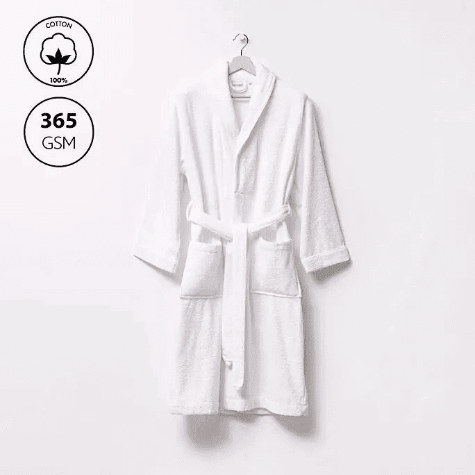 Peignoir Mouska (H/F) – 100% Coton – 365g/m² (Blanc) - SOFTHOME