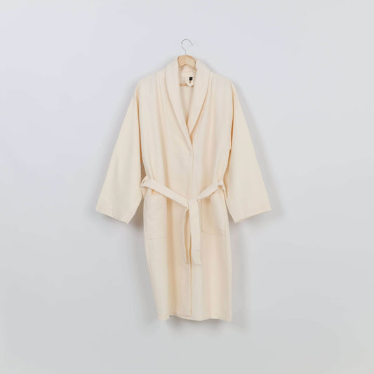 Peignoir Nid d'abeille (H/F) – 100% Coton – 250g/m² (Beige Crème) - SOFTHOME