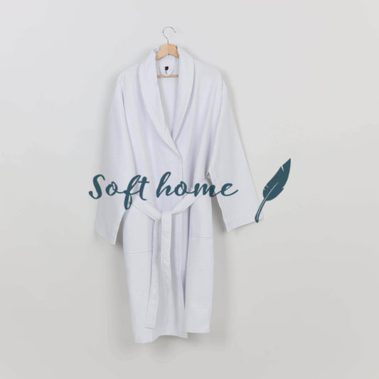 Peignoir Nid d'abeille (H/F) – 100% Coton – 250g/m² - (Blanc) - SOFTHOME