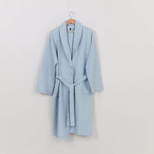 Peignoir Nid d'abeille (H/F) – 100% Coton – 250g/m² (Bleu Glacié) - SOFTHOME