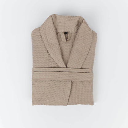 Peignoir Nid d'abeille (H/F) – 100% Coton – 250g/m² (Taupe) - SOFTHOME