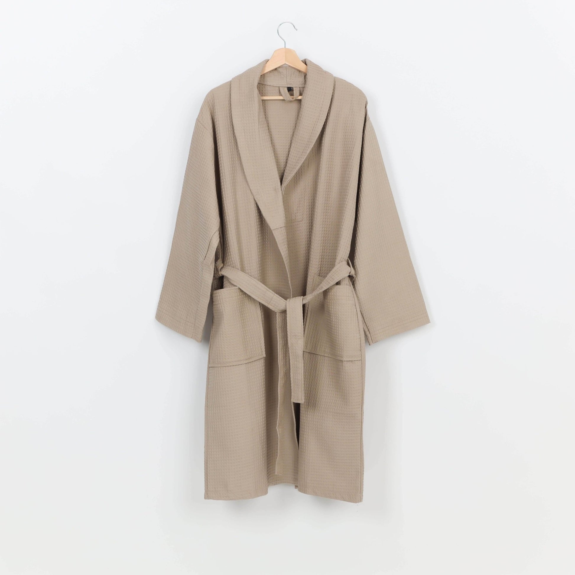 Peignoir Nid d'abeille (H/F) – 100% Coton – 250g/m² (Taupe) - SOFTHOME