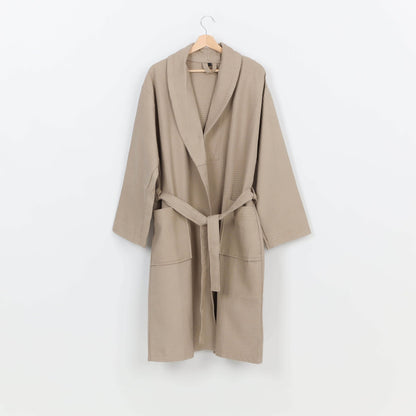 Peignoir Nid d'abeille (H/F) – 100% Coton – 250g/m² (Taupe) - SOFTHOME