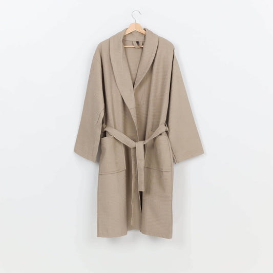 Peignoir Nid d'abeille (H/F) – 100% Coton – 250g/m² (Taupe) - SOFTHOME