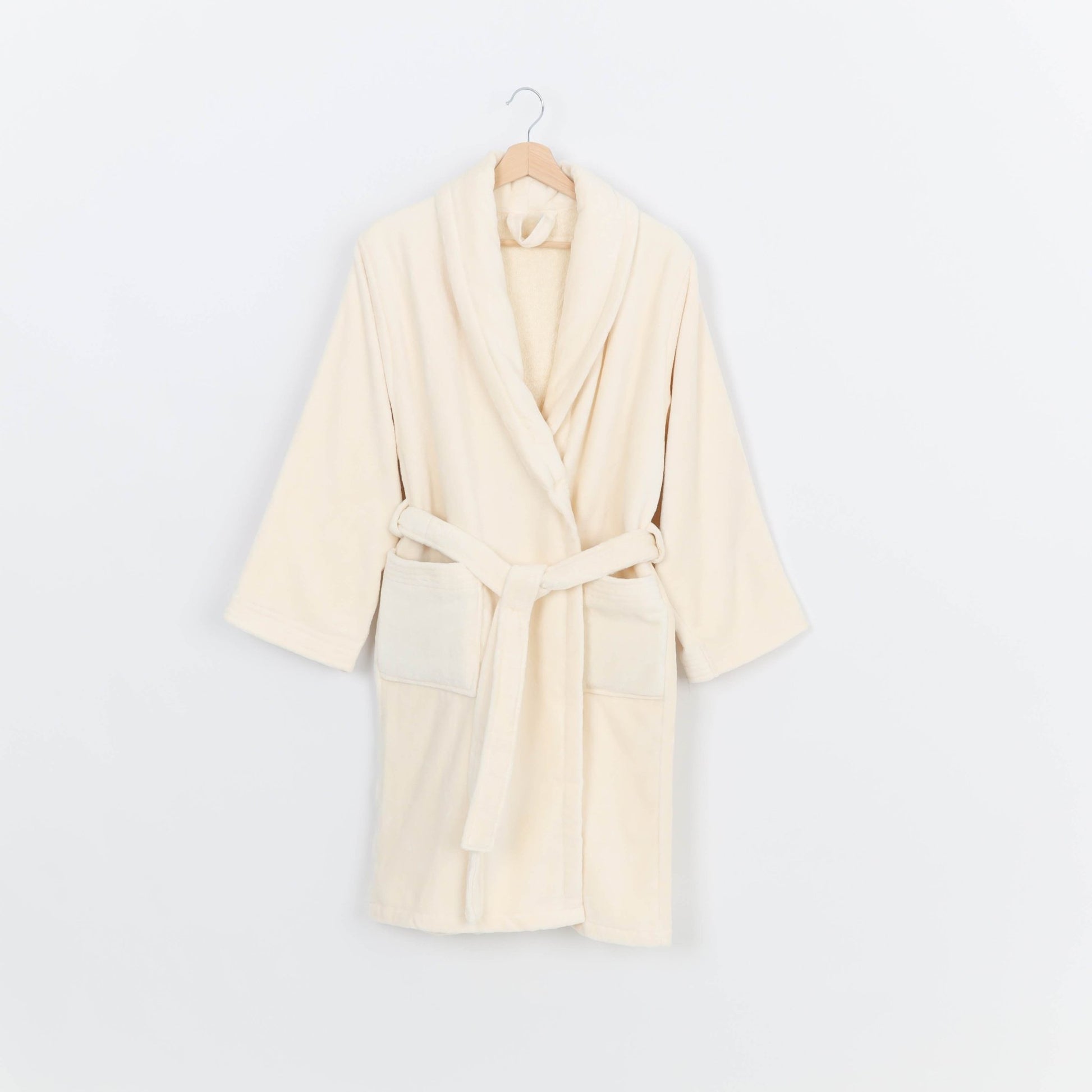 Peignoir Velours (H/F) – 100% Coton – 450g/m² (Beige Crème) - SOFTHOME