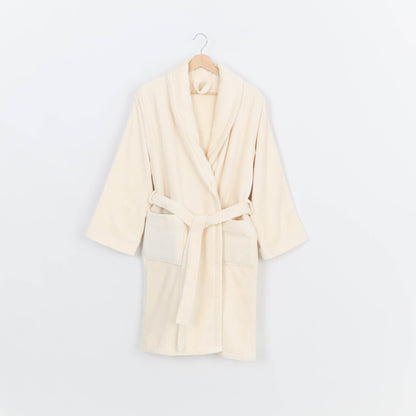 Peignoir Velours (H/F) – 100% Coton – 450g/m² (Beige Crème) - SOFTHOME